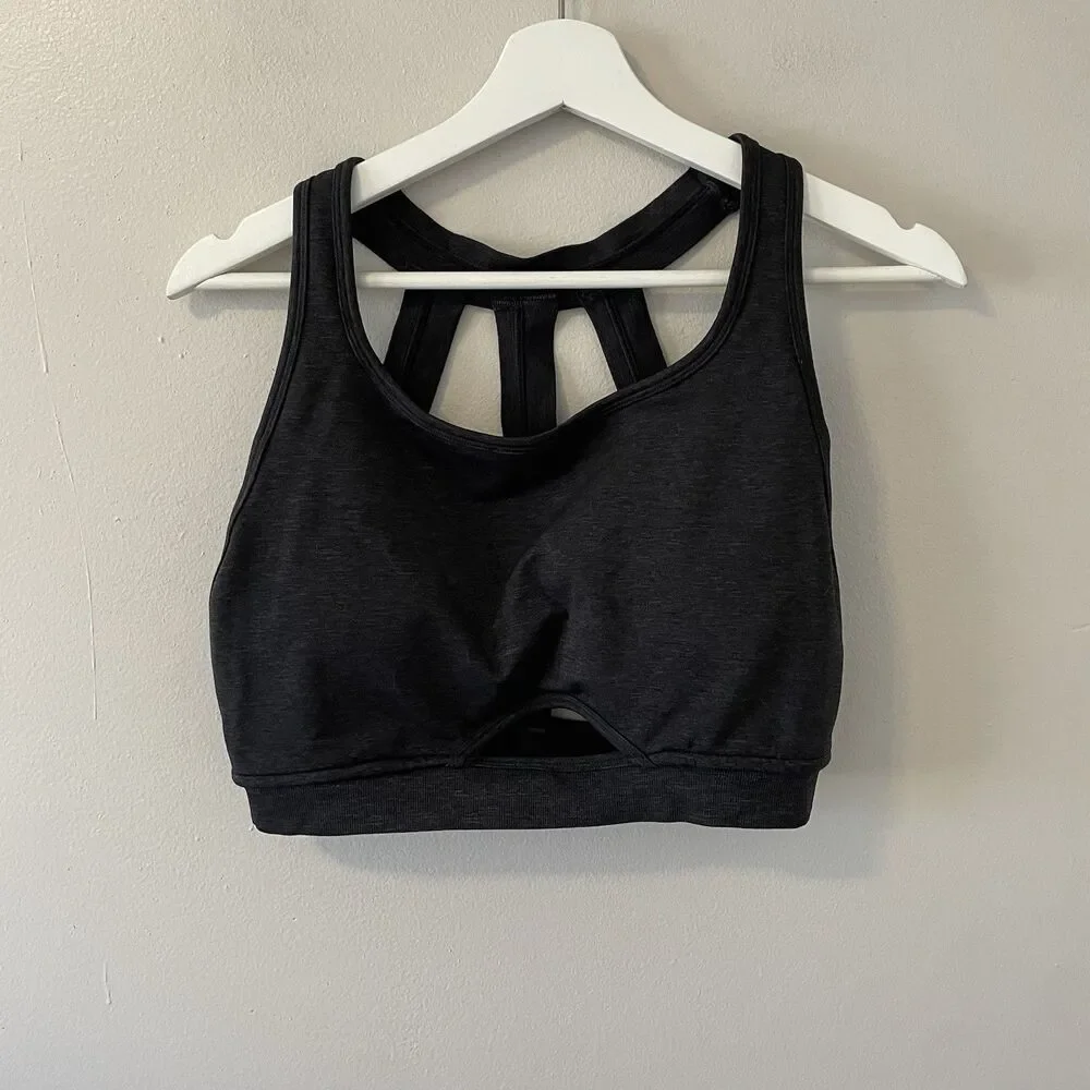 Alphalete Trinity Sports Bra Charcoal Grey Sz XL Running Workout